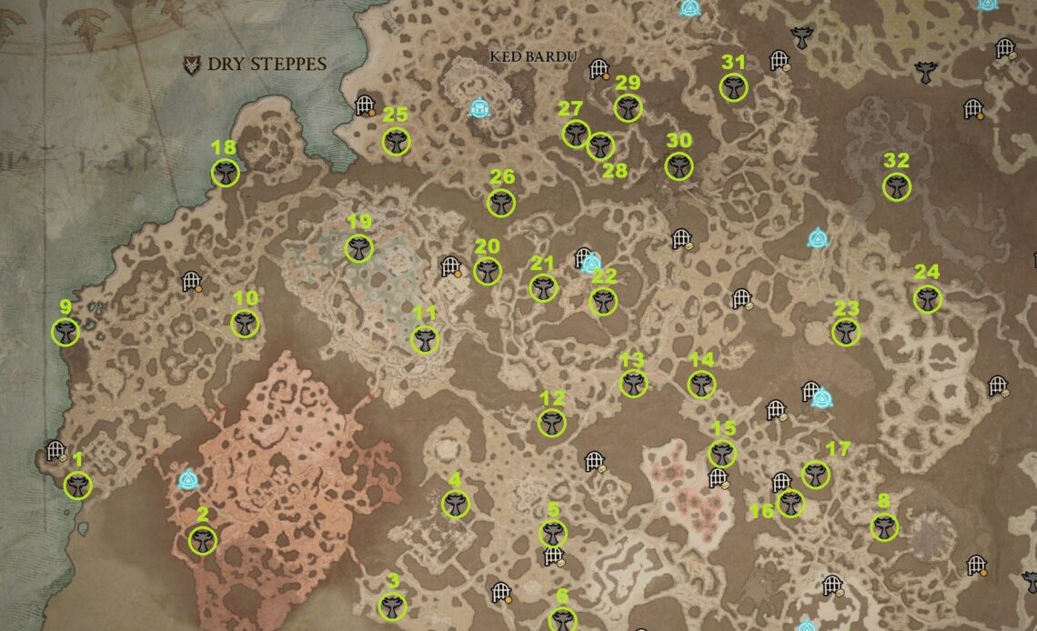 Dry Steppes Altar of Lilith Locations Diablo 4