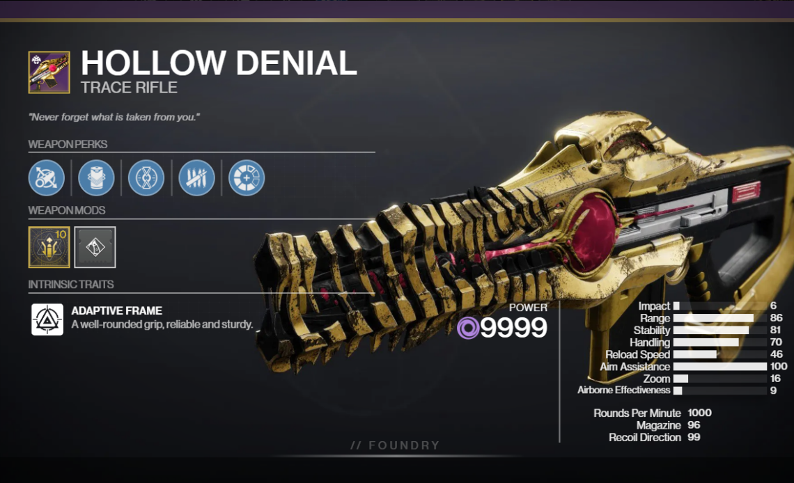 Hollow Denial PvP God Roll