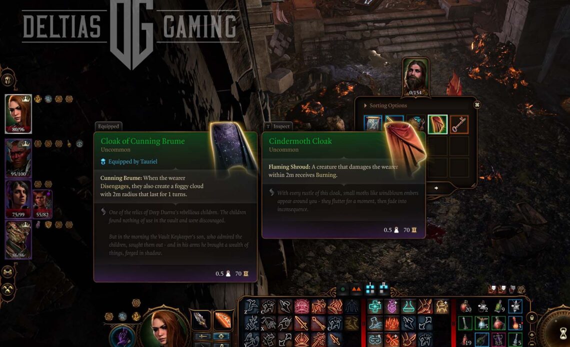 The Cindermoth Cloak looted from Aelis Siryasius in the Lower City Sewers Cloak in Baldur’s Gate 3