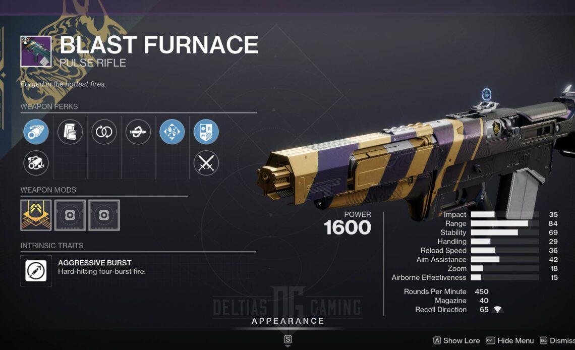 Destiny 2 Blast Furnace God Roll and How to Get