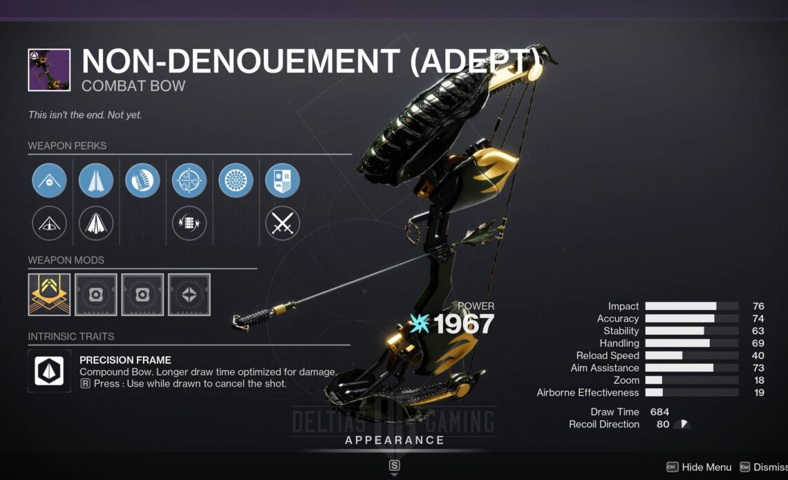Destiny 2 Non-Denouement God Roll and How to Get