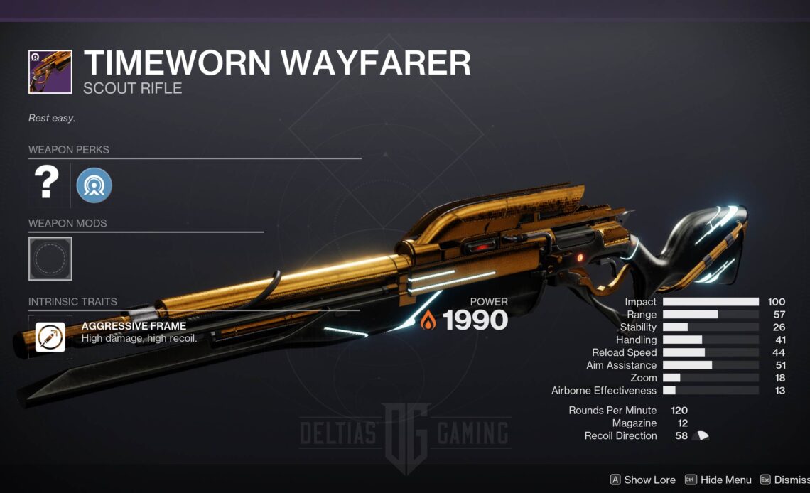 Destiny 2 Timeworn Wayfarer God Roll and How to Get
