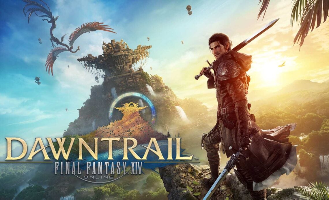 Final Fantasy 14 Dawntrail expansion title card and logo