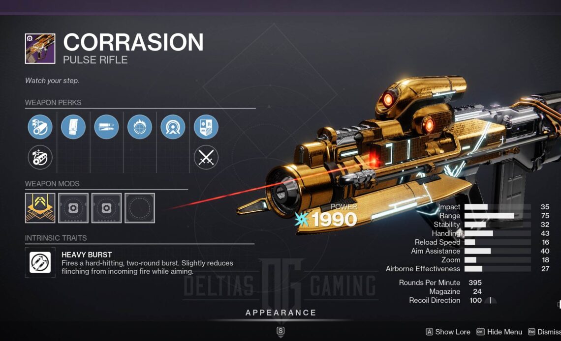 Destiny 2 Corrasion God Roll and How to Get