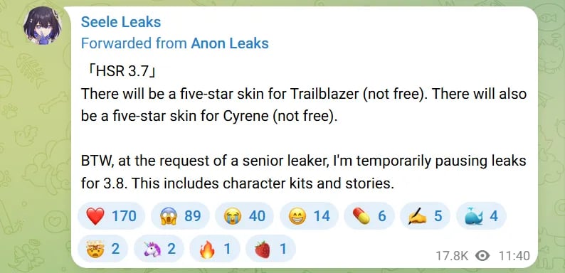 Debutto di Cyrene, replica Castorice e Hyacine