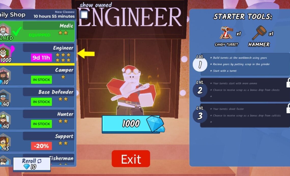 Guida alla classe Ultimate Engineer di 99 notti nella foresta