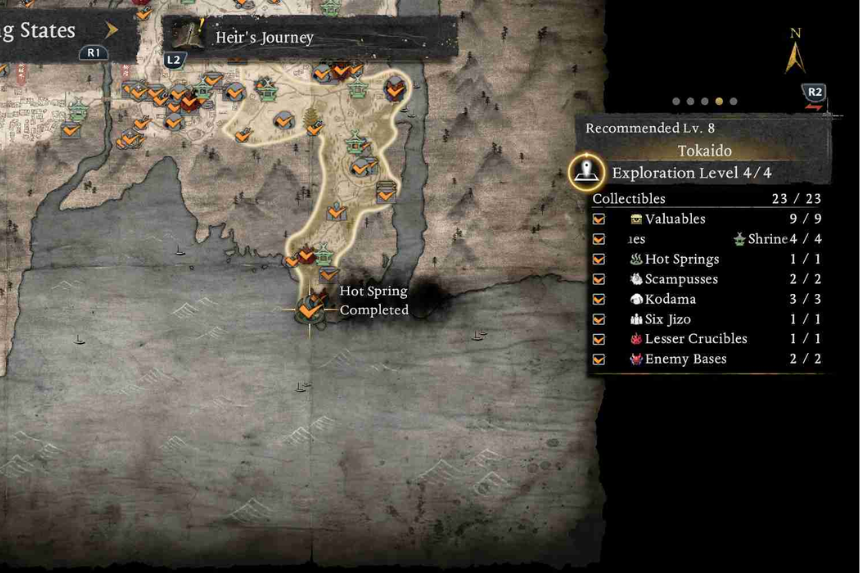 Tutte le località delle sorgenti termali – Nioh 3