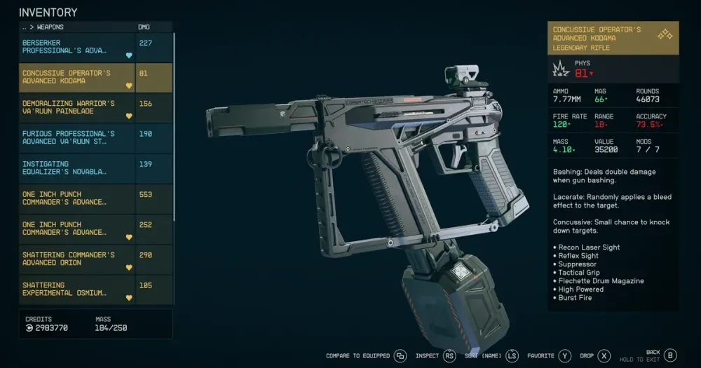 Le migliori armi di Starfield dopo le corsie libere (guida all'elenco dei livelli)