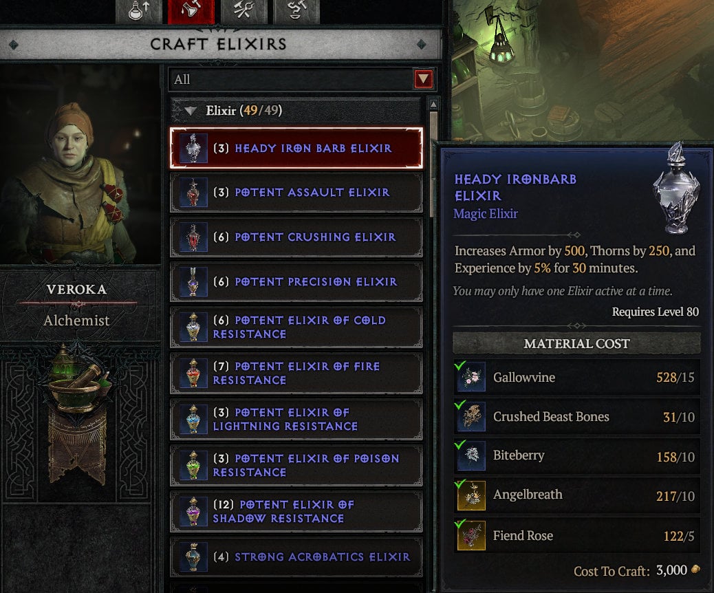 Alchemist Elixir Interface Diablo 4