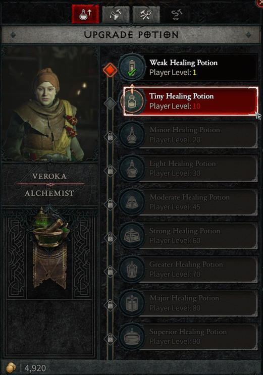 Alchemist Potion Interface Diablo 4