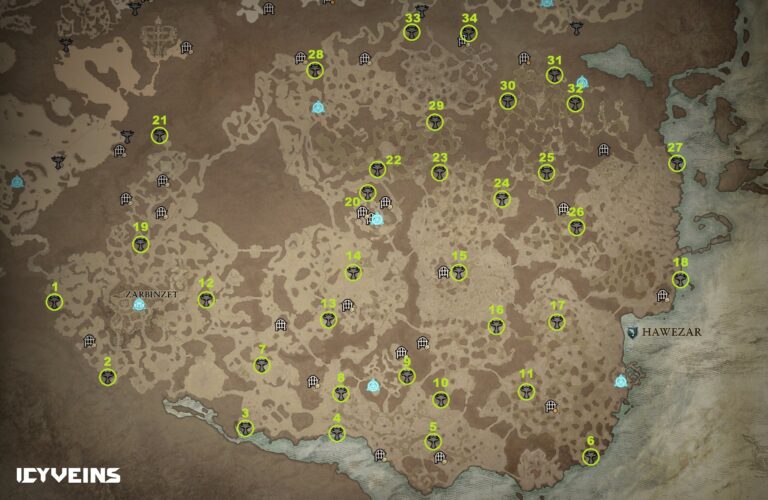 Hawezar Altar of Lilith Map in Diablo 4