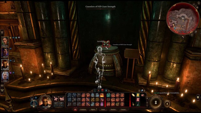 Baldur's Gate 3 Guanti della forza dei giganti delle colline sul piedistallo negli archivi