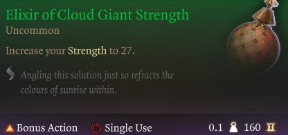 Baldur's Gate 3 Elisir della forza del Gigante delle Nuvole