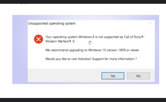 Your Operating System Windows 8/7 Is Not Supported