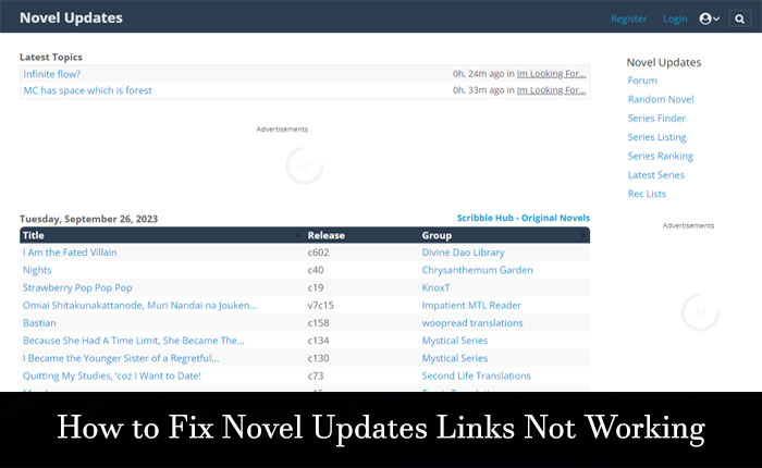 Novel Updates Links Not Working