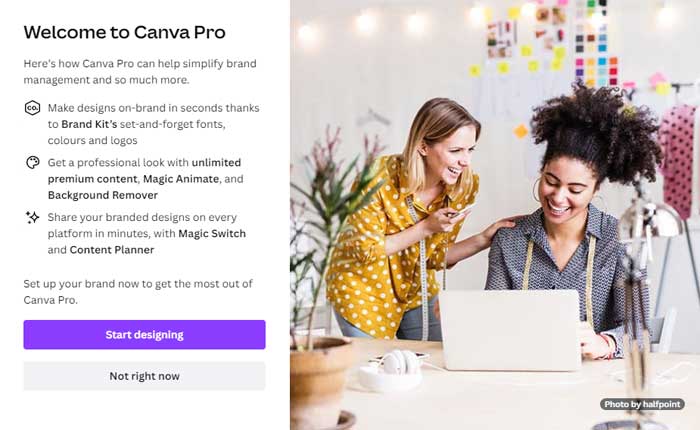 Link di invito al team Canva Pro