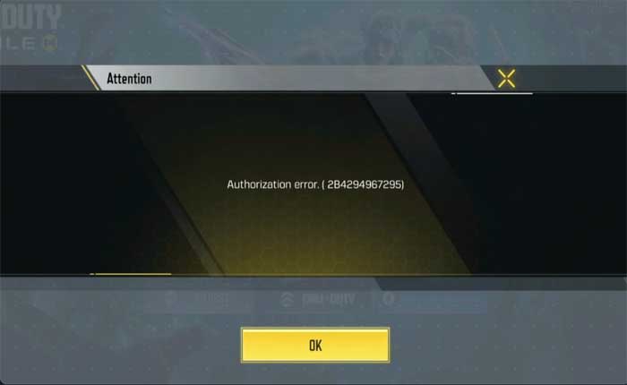 Errore di autorizzazione in Call of Duty Mobile