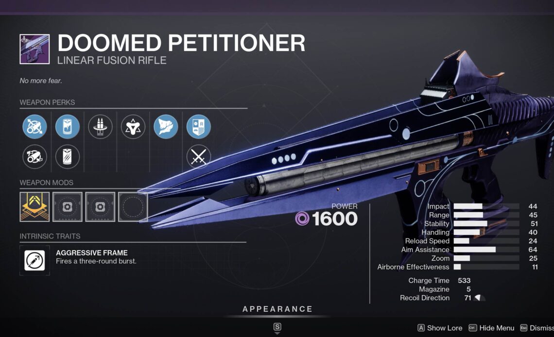 D2 Doomed Petitioner PVE and PVP God Roll and How to Get