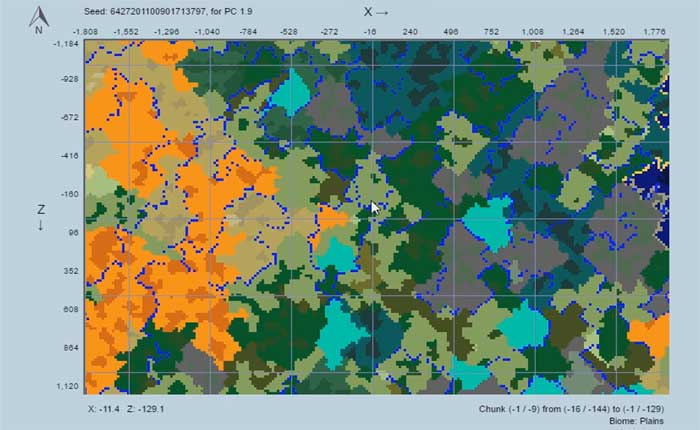 Mappa di ricerca dei biomi di Minecraft