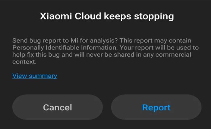 Fix Xiaomi Cloud Keeps Stopping