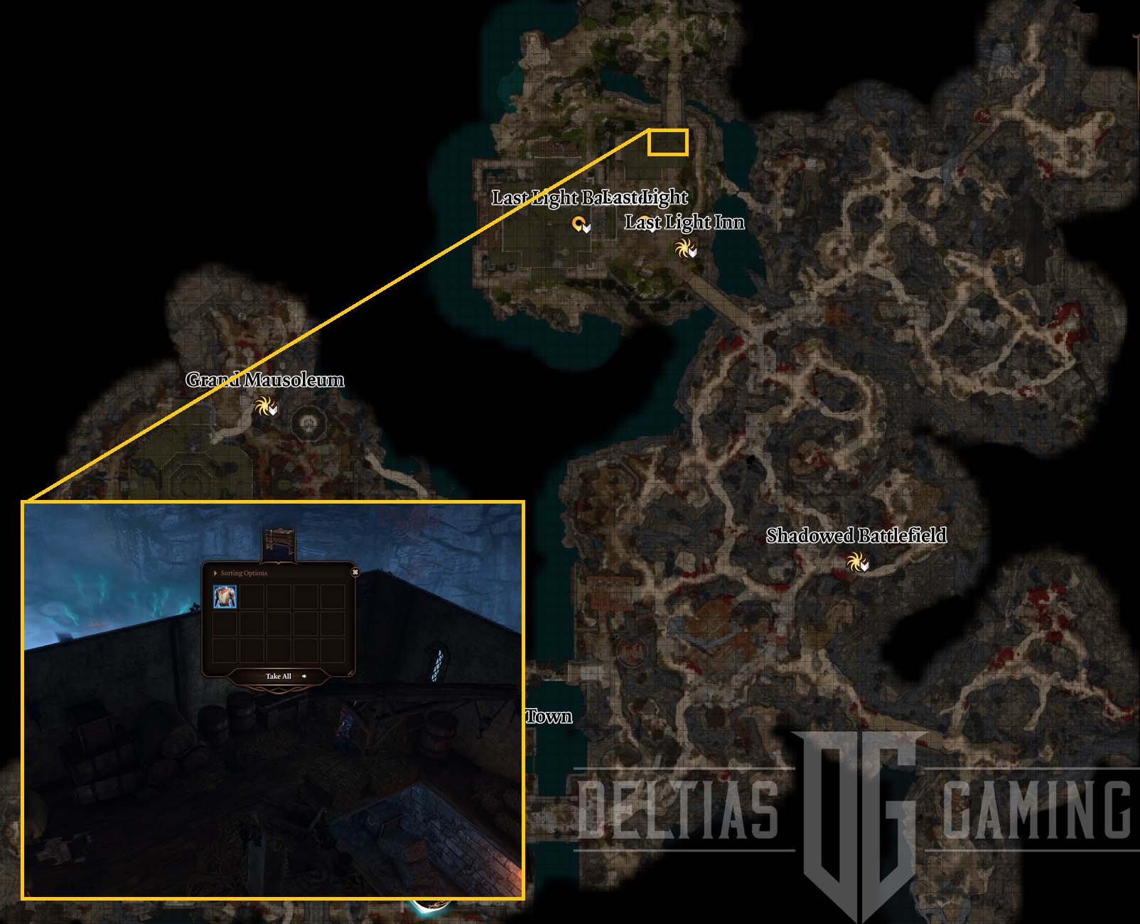 Posizione della posta increspata sulla mappa nell'Atto 2 in Baldur's Gate 3 - BG3