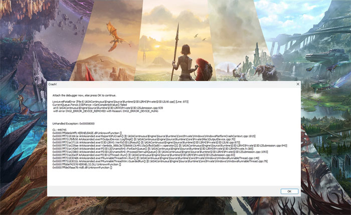 ARK Survival Ascended DXGI_ERROR_DEVICE_HUNG