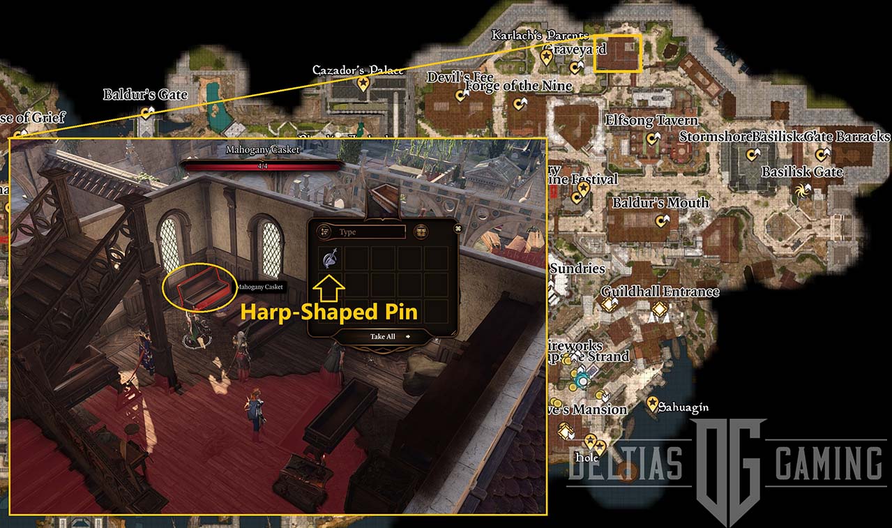 Come ottenere una spilla a forma di arpa in Baldur's Gate 3 - Posizione sulla mappa