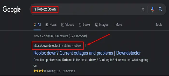 Search Roblox Down