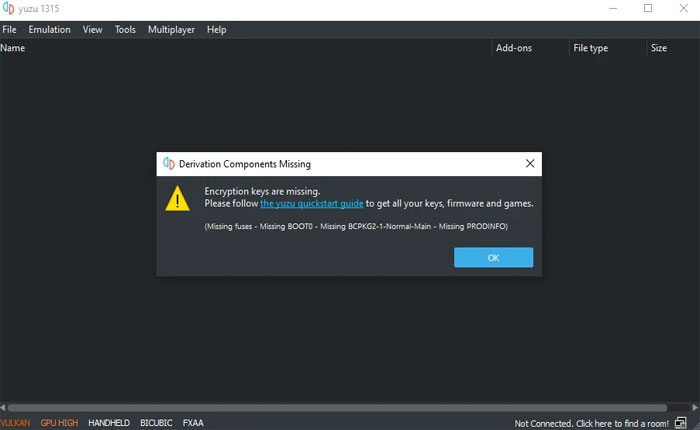 Yuzu Encryption Keys Are Missing