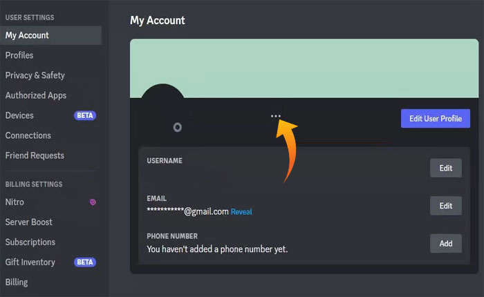 Condividi il collegamento al profilo Discord