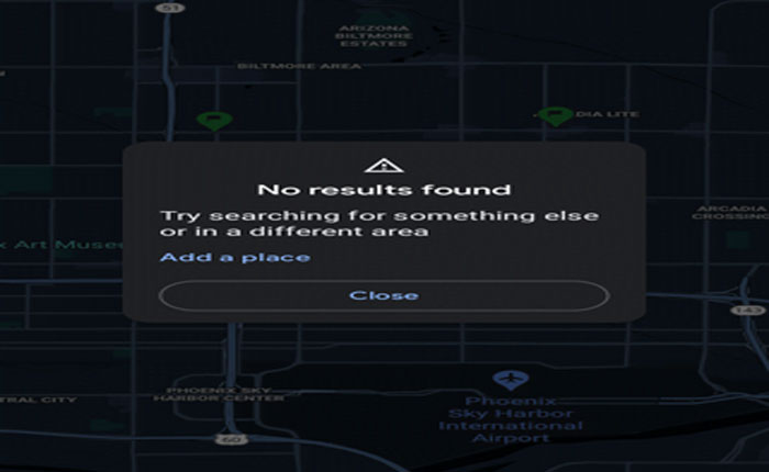 Google Maps No Results Found