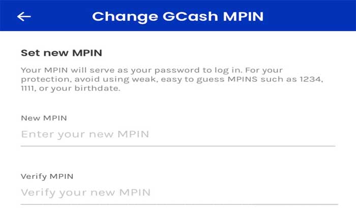 Cambia MPIN in GCash