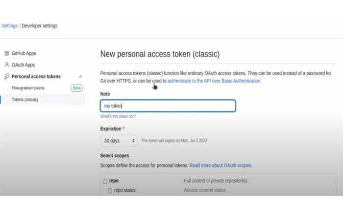 Come ottenere token di accesso personale su Github 