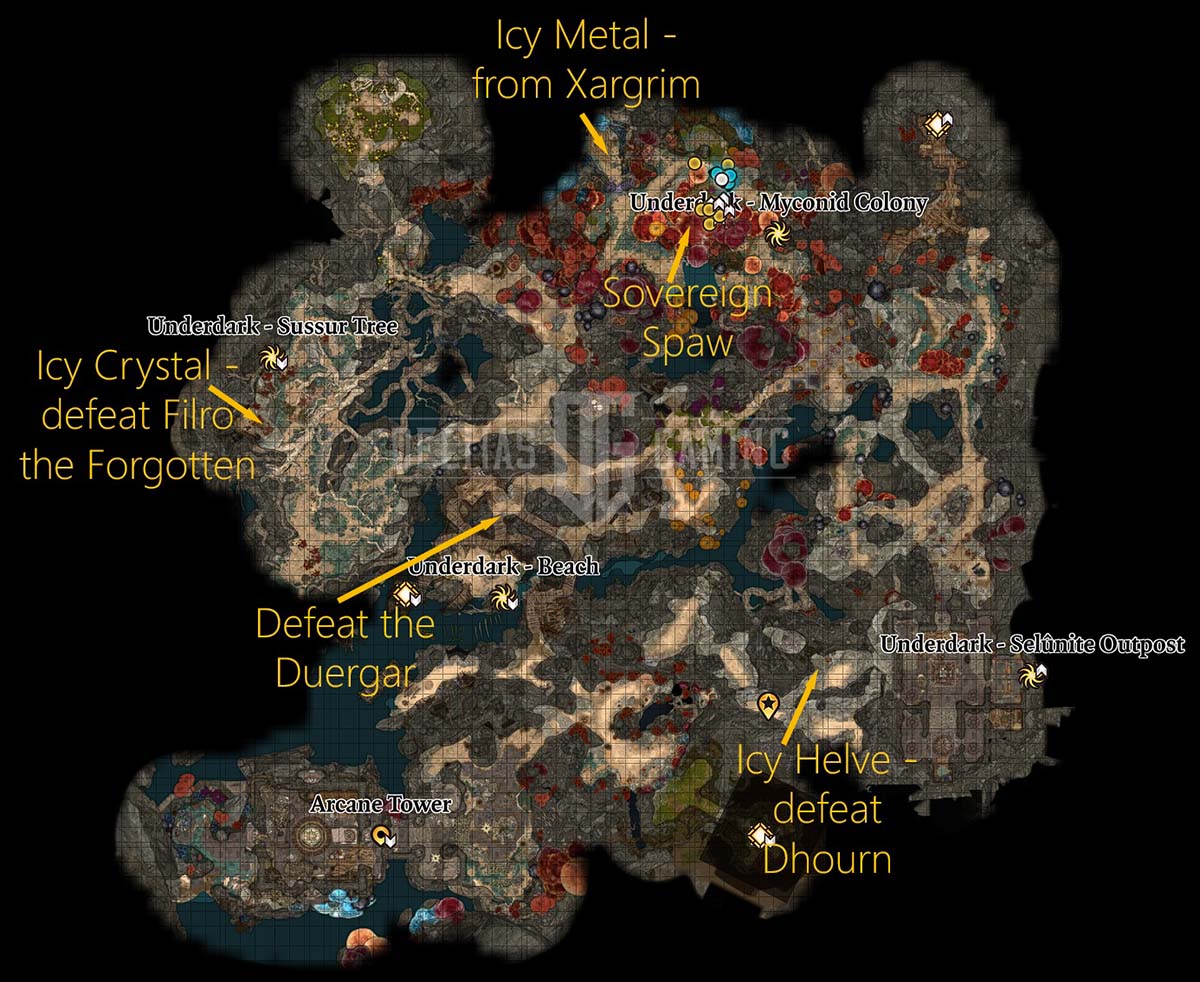 Tutti i pezzi Posizioni sulla mappa e come ottenere Lutto Gelo in Baldur's Gate 3