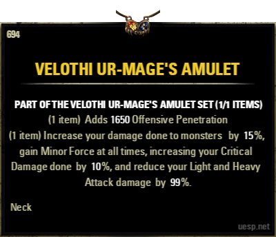 Set di equipaggiamento con amuleto ESO Veloth Ur-Mages - The Elder Scrolls Online
