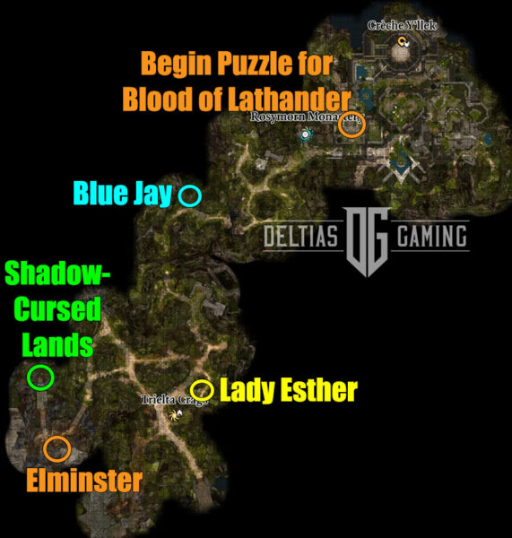 Baldur's Gate 3 Rosymorn Monastero Percorso posizione Lady Esther Elminster Sangue di Lathander