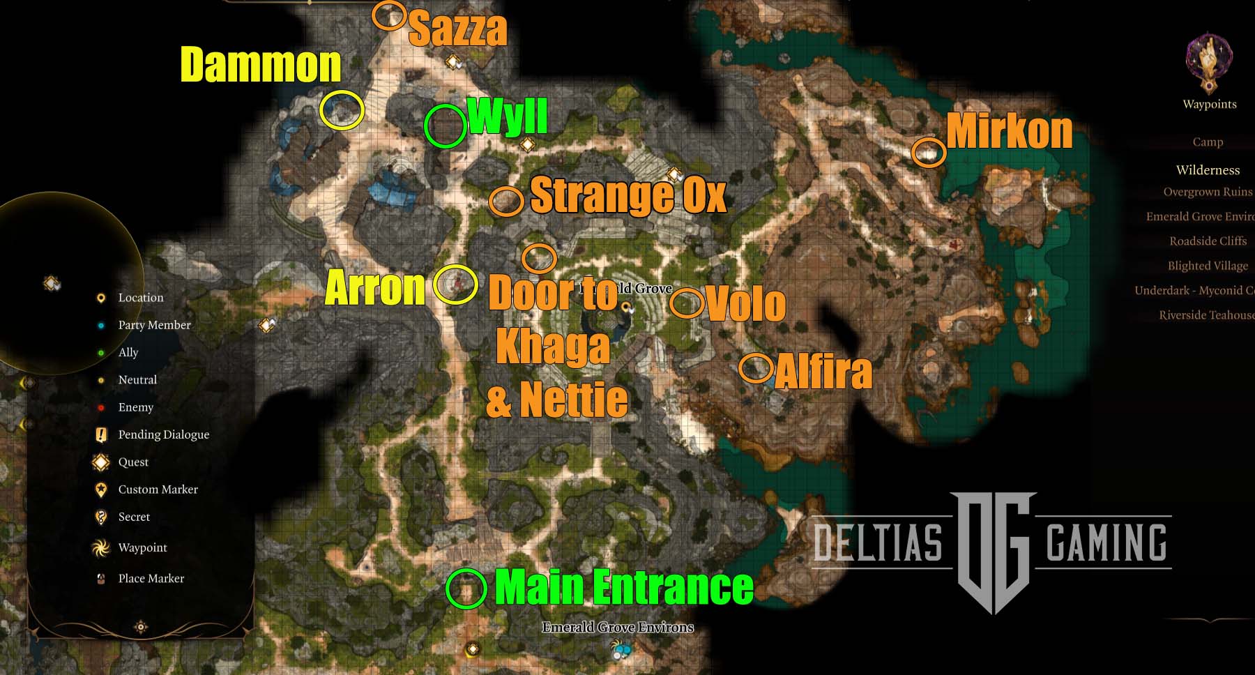 Mappa di Baldur's Gate 3 Emerald Grove Posizione di Wyll e altro ancora