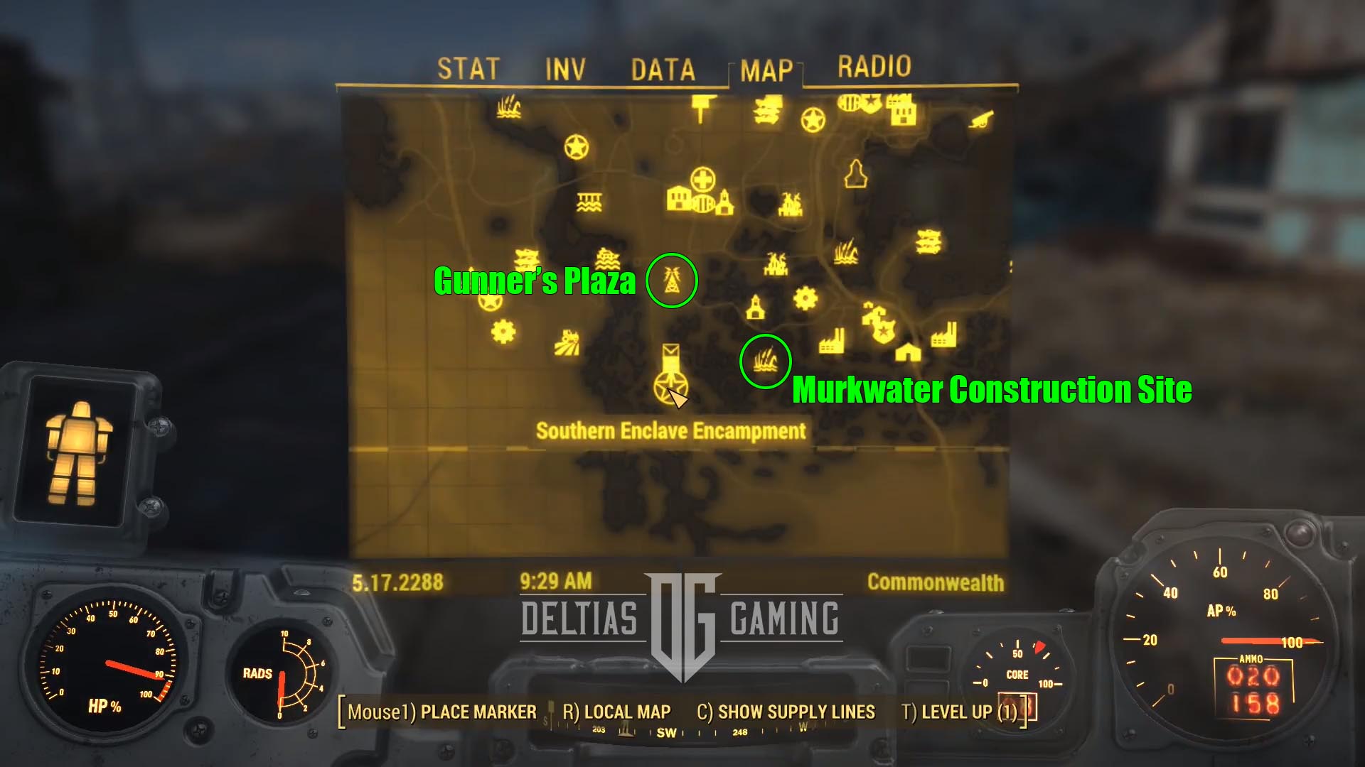 FO4 Mappa della posizione dell'accampamento dell'Enclave meridionale