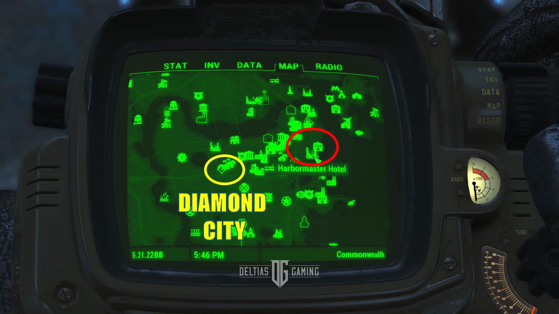 Posizione sulla mappa del segnale di soccorso di Fallout 4 All Hallows' Eve