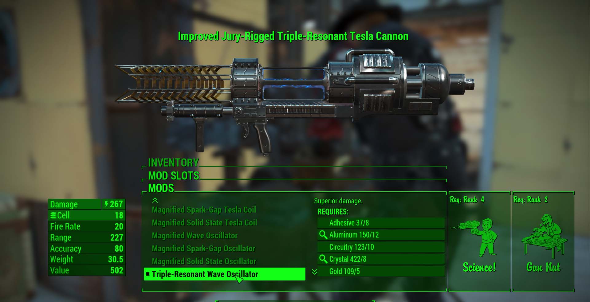 Requisiti e materiali per la creazione del mod FO4 Tesla Cannon