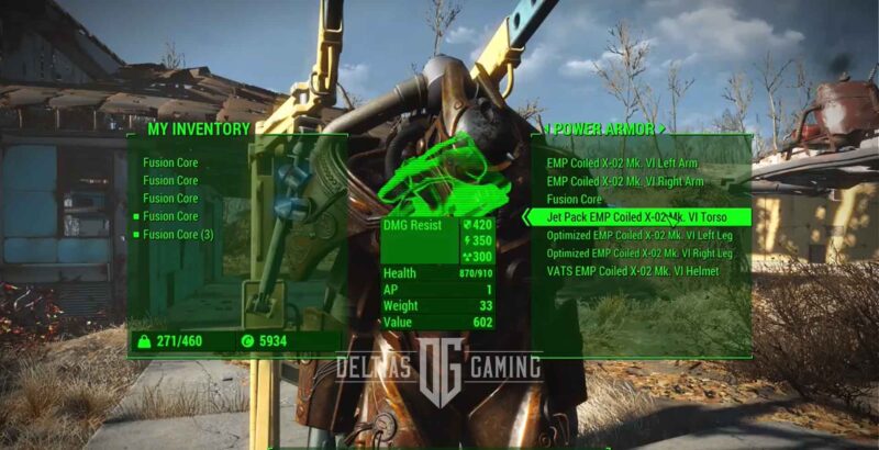 Statistiche del torso dell'armatura atomica di Fallout 4 X-02