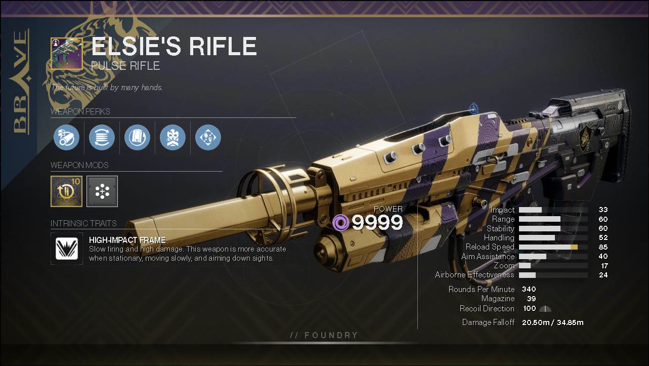 Destiny 2 Elsie's Rifle PVE God Roll
