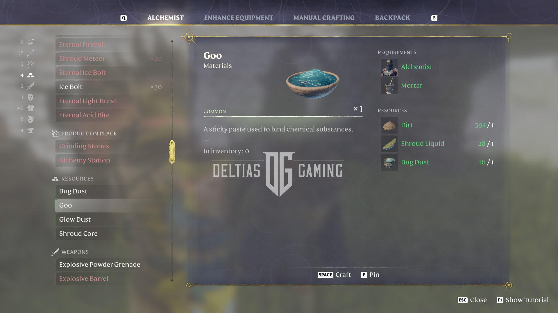 Enshrouded Goo crafting recipe