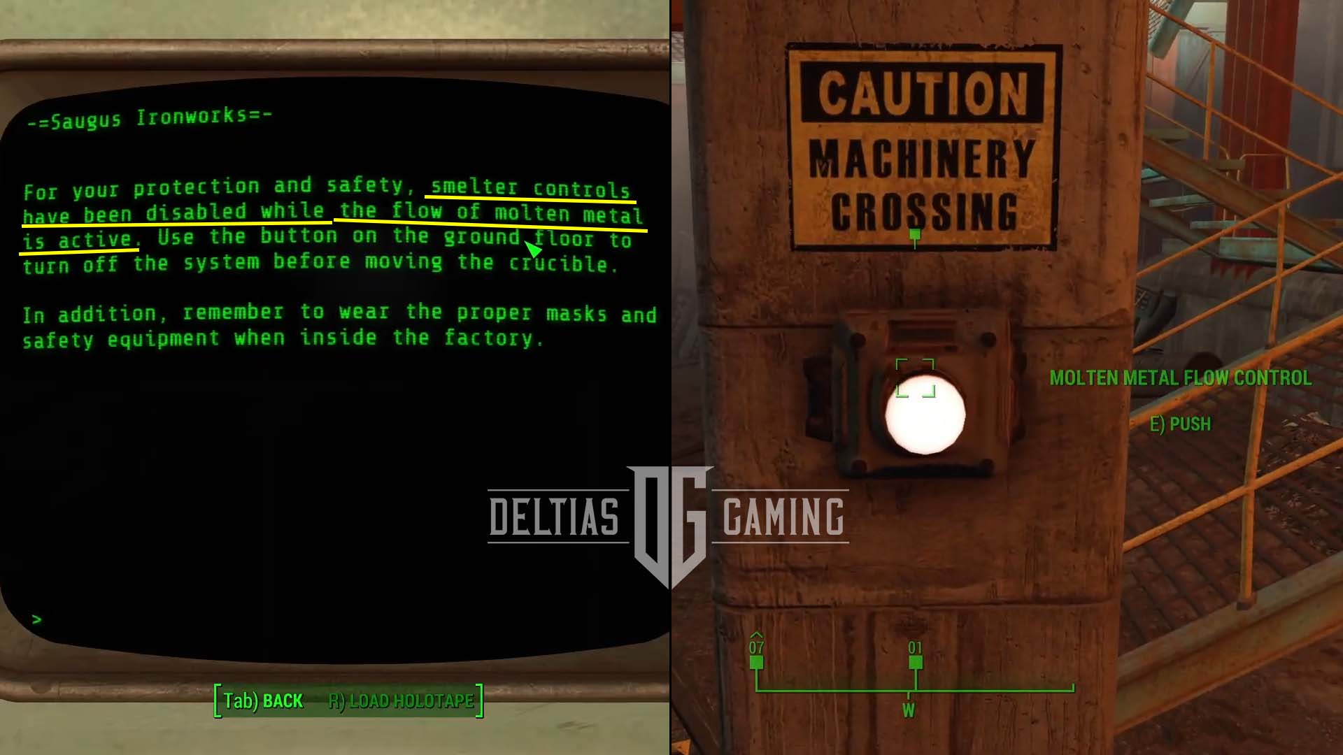 Fallout 4 Crucible Disattiva il flusso di metallo fuso