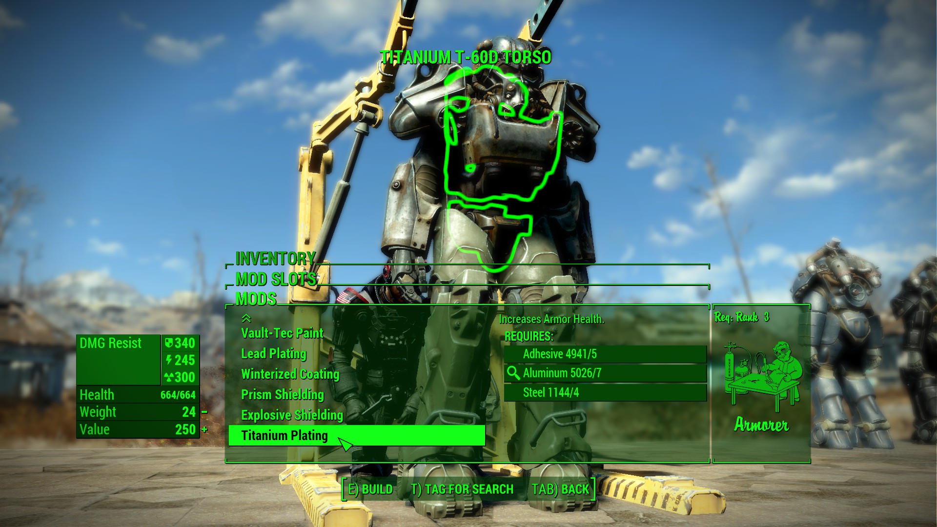 Placcatura in titanio Modifiche dell'armatura atomica di Fallout 4