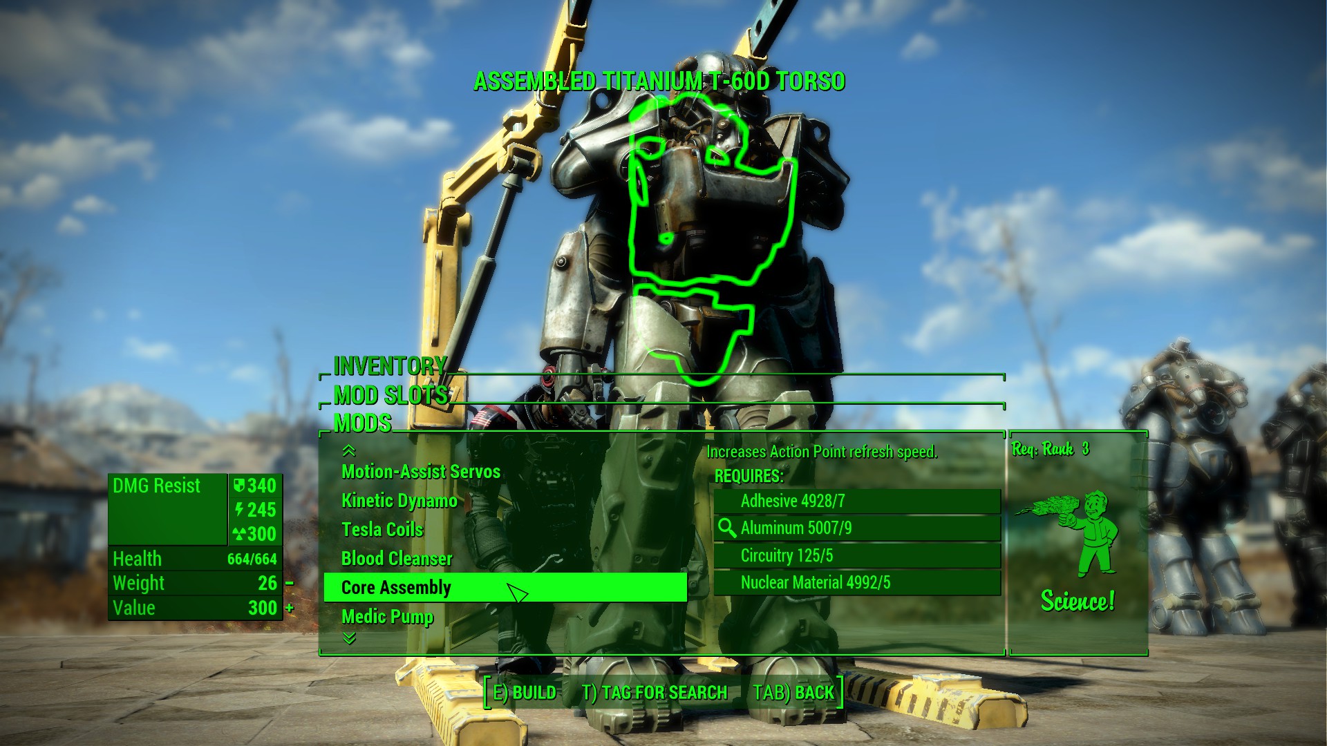Modifiche dell'armatura atomica di Fallout 4 all'assemblaggio principale