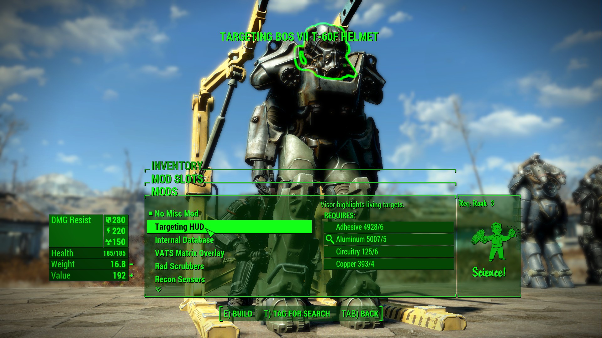 Mirare all'HUD Modifiche dell'armatura atomica di Fallout 4