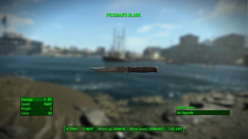 Arma da mischia a lama di Pickman di Fallout 4