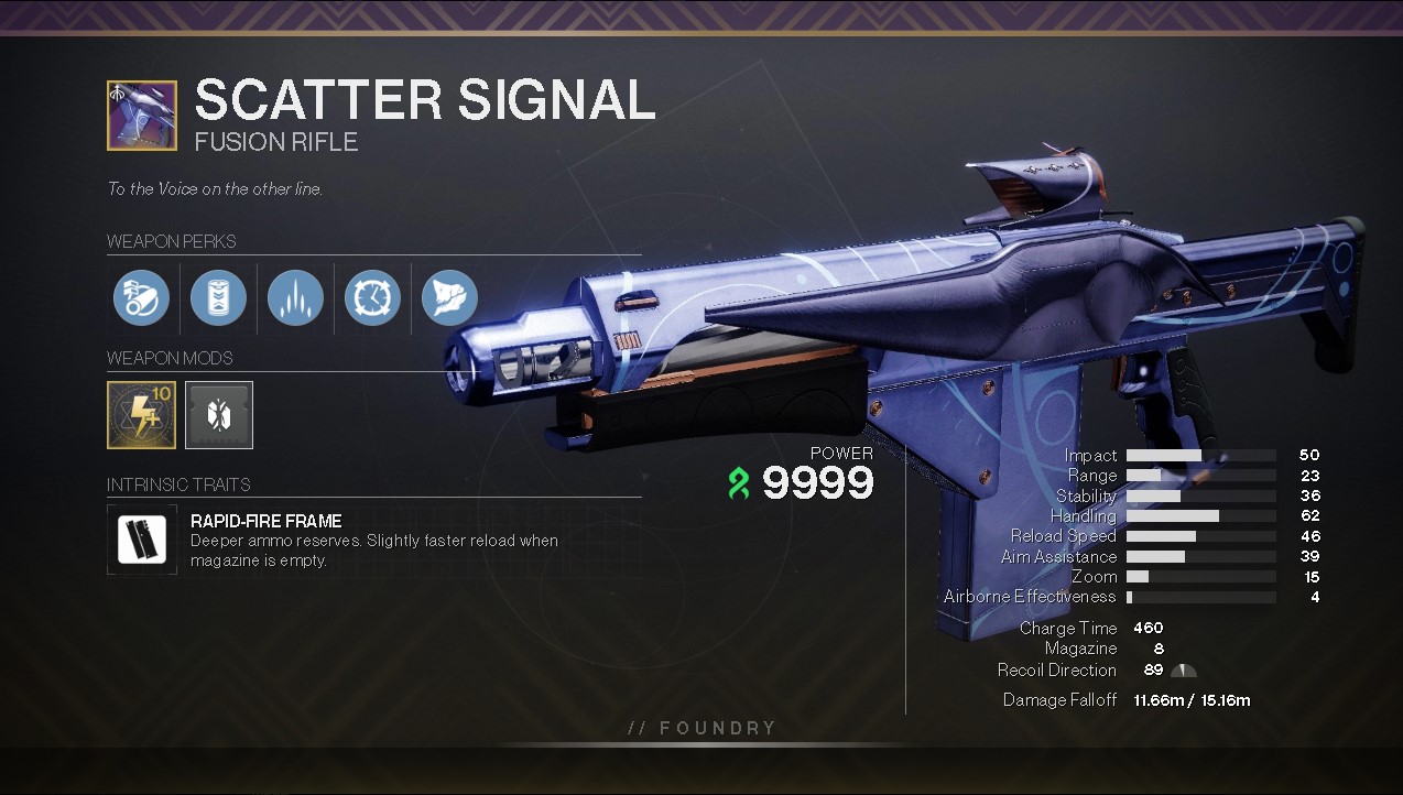 Destiny 2 Scatter Signal Fucile a fusione PvE God Roll