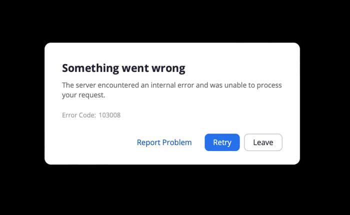 Zoom Error Code 103008